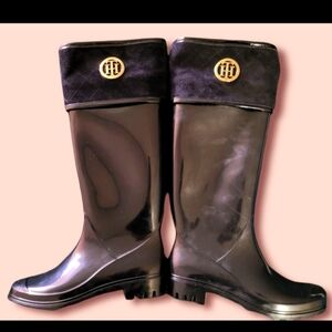 Tommy hilfiger Rain Boots black with burgundy interior